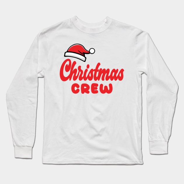 Christmas Crew Red Text Typography Long Sleeve T-Shirt by JaussZ